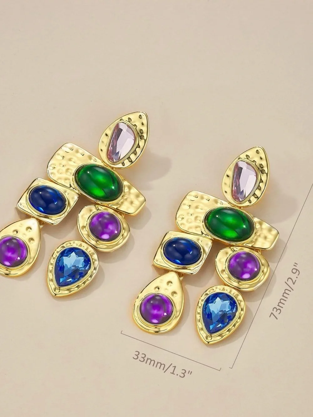 NEW 18K Gold Plated Dangle Boho Gemstone Earrings